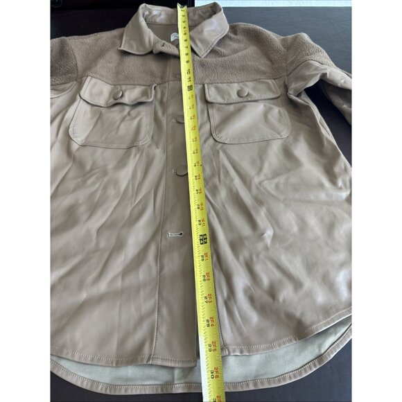 Heartloom Tonya Womens Shacket Jacket S Brown Fleece & Faux Leather - Picture 6 of 10